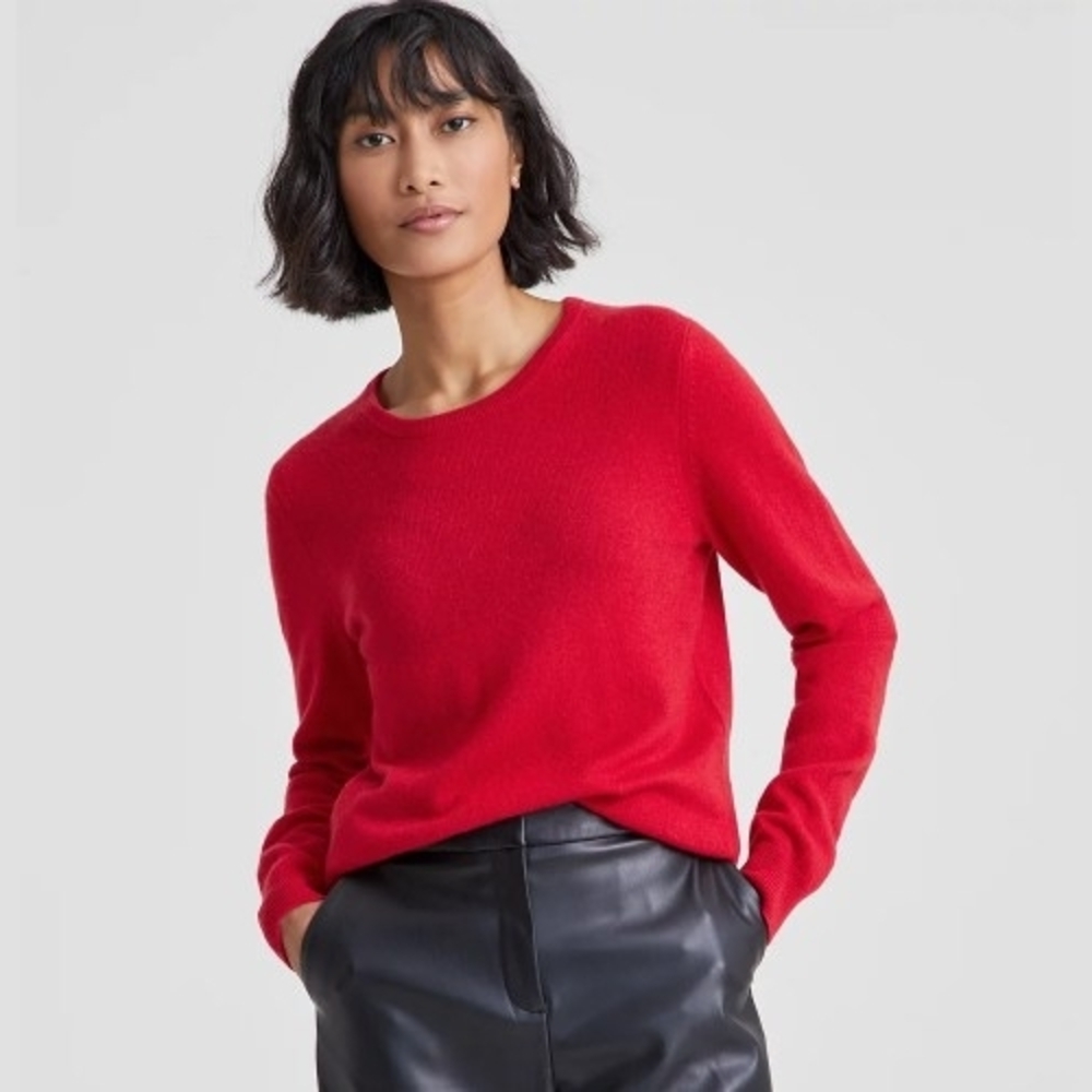Charter Club Vibrant Red Crew Neck 100% Cashmere Sweater